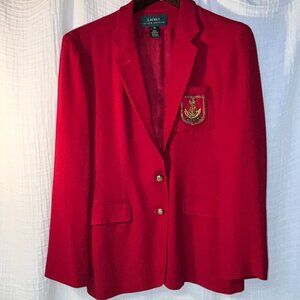Vintage Ralph Lauren Women's Size 10 Red Yacht Jacket ~ Wool Blend & Fully Lined